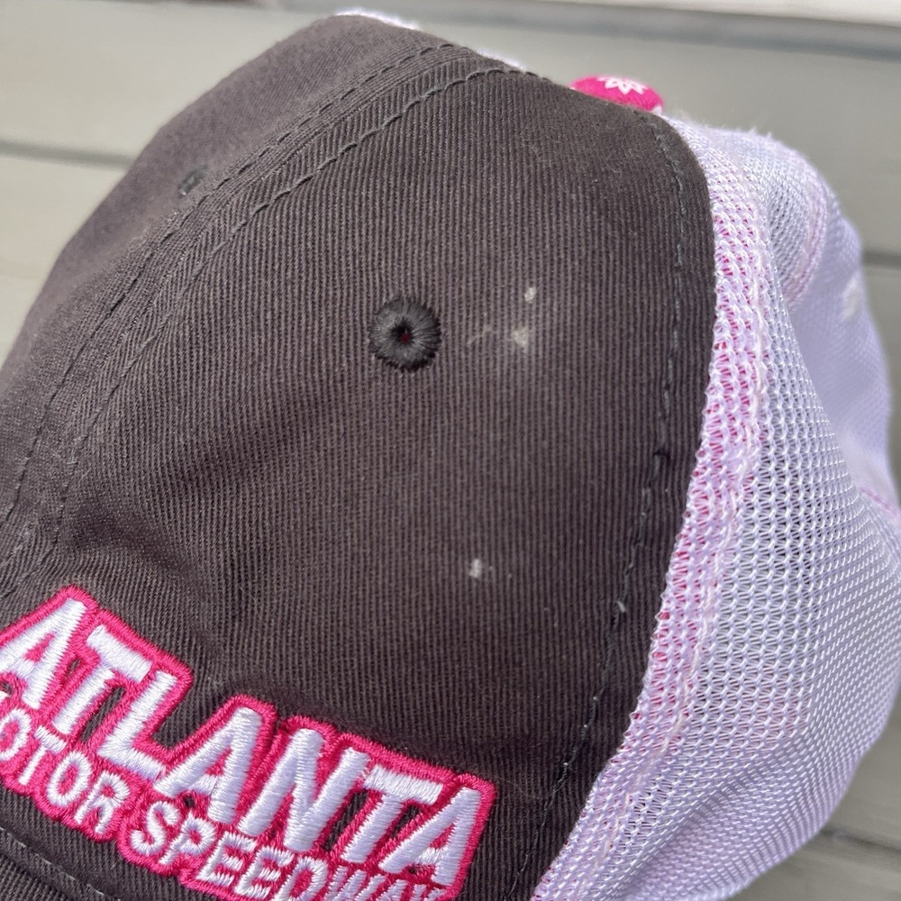 Atlanta Motor Speedway Nascar Gray Pink Adjustable Trucker Hat - Picture 9 of 9